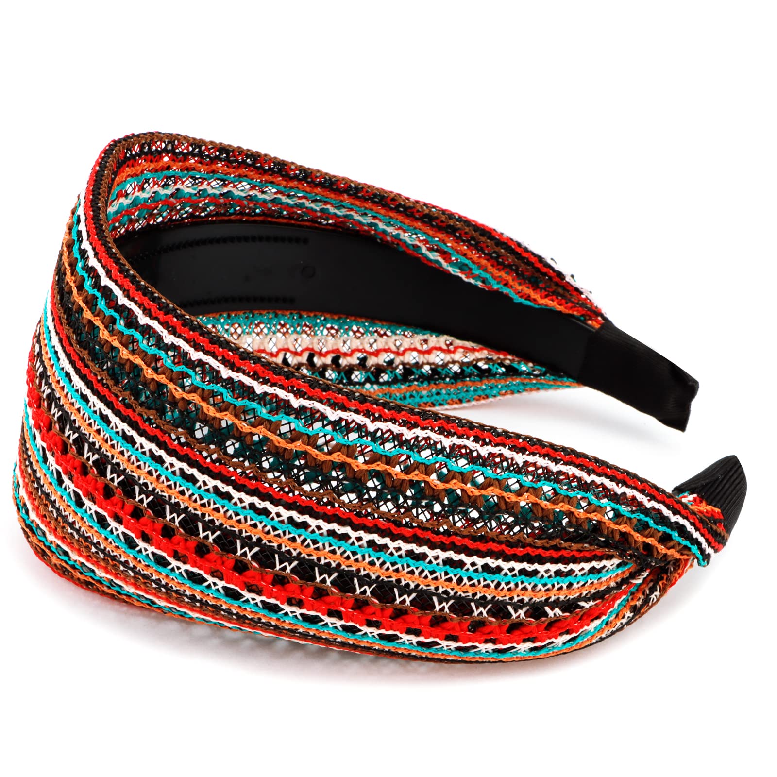 ACO-UINT Boho Headbands - Non-Slip Wide Large Head Bands with Teeth - Fashion Hairbands for Women & Girls (Red)