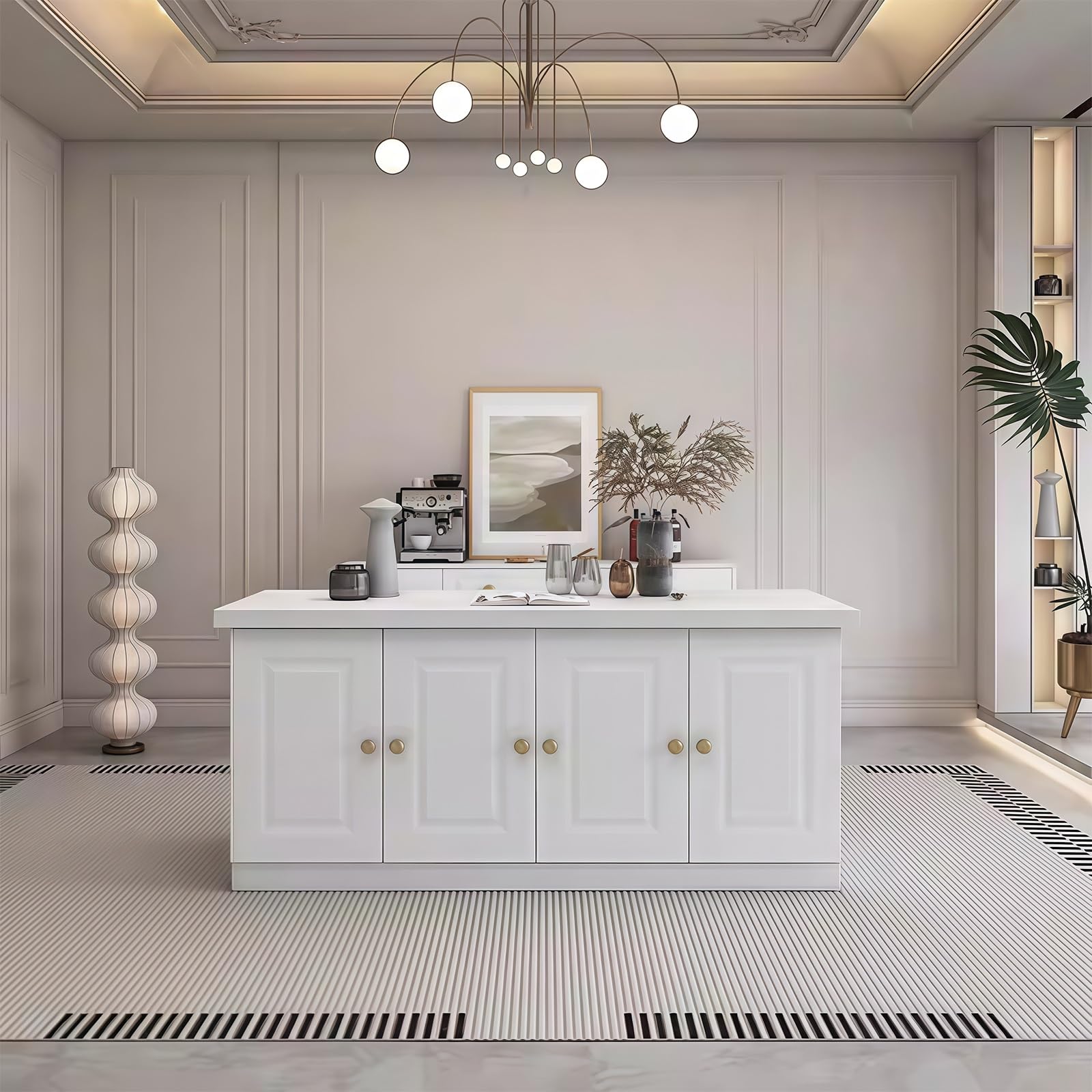 Zf9tBw5sH Unità cucina ad isola Isola cucina con piano in marmo in legno massello e mobile portaoggetti indipendente
