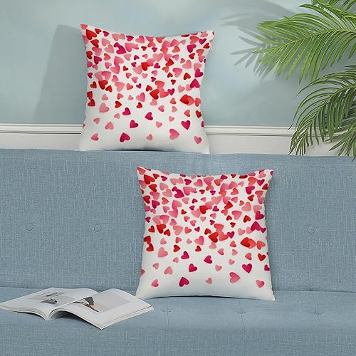 Miniatura 10 de AEIOAE Juego de 2 fundas de almohada de San Valentín de 16 x 16 pulgadas fundas de almohada de corazón rojo fundas de cojín cuadradas decorativas