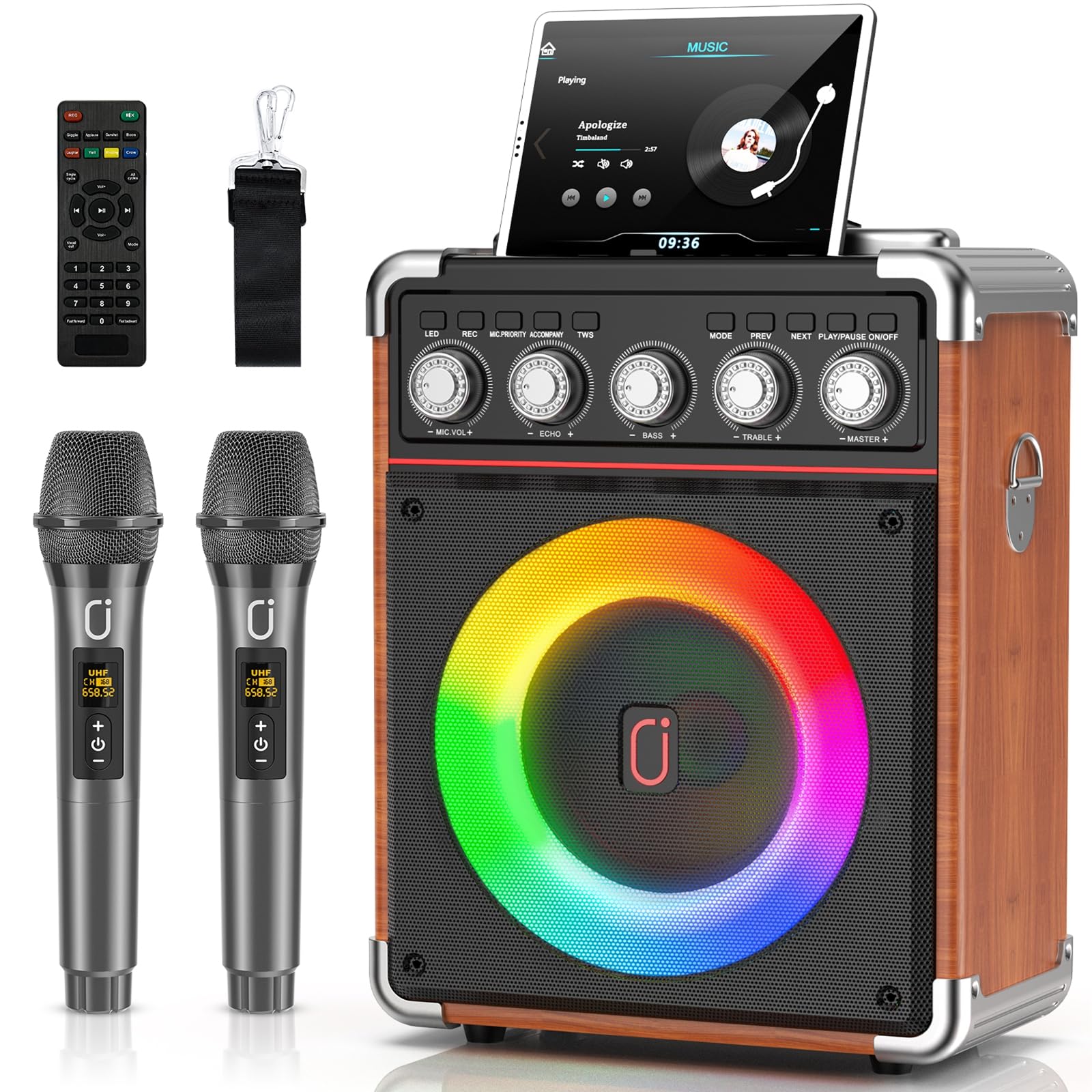 Amazon.com: HWWR Karaoke Machine for Adults with 2 UHF Wireless
