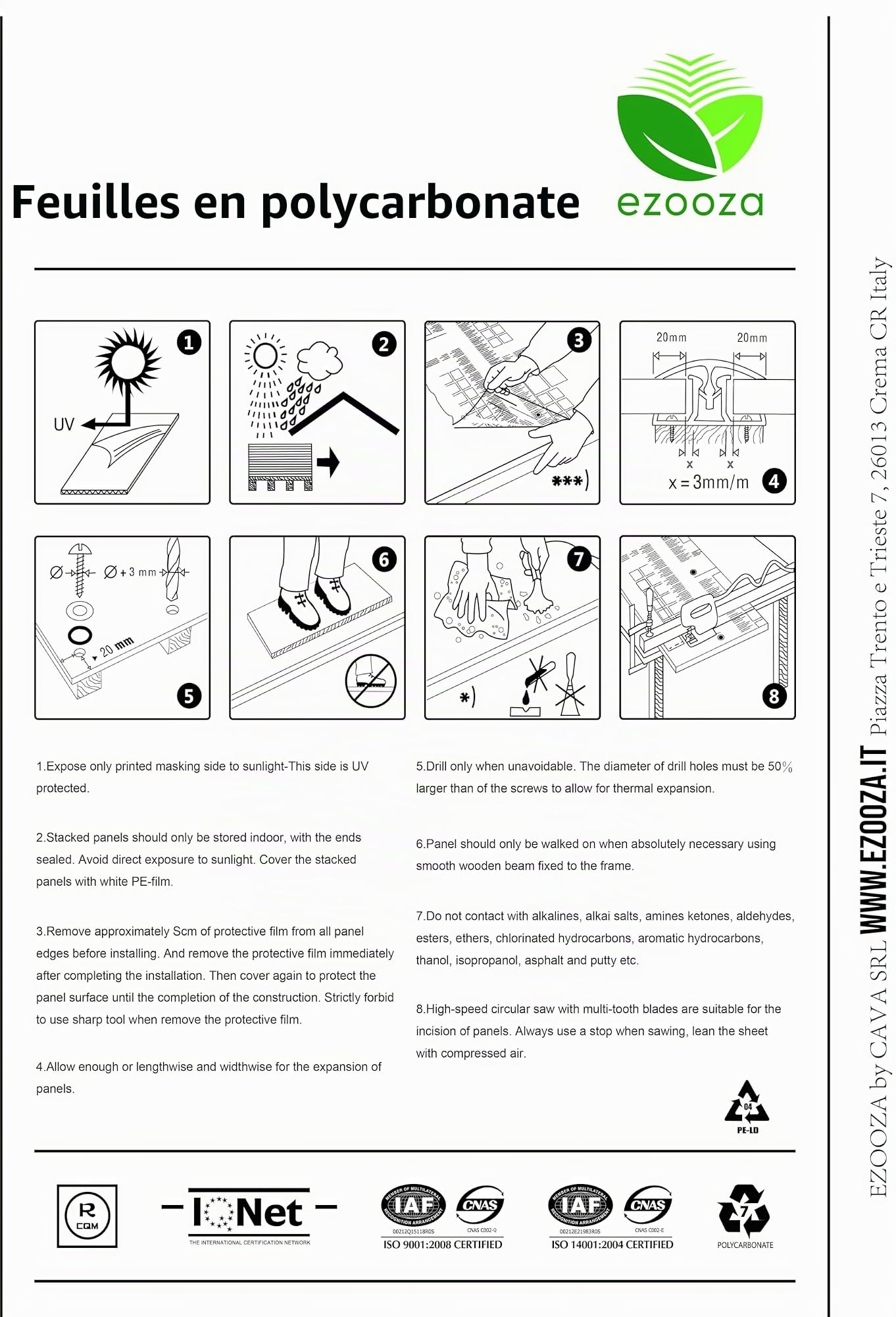 Lot de 10 plaques polycarbonate alvéolaire épaisseur 6 mm 122,5 x 23,5 cm Transparent