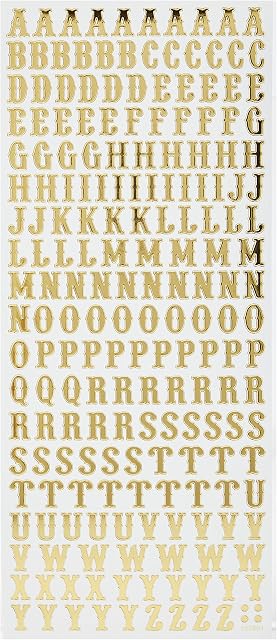Anita's Traditional Alphabet Outline Stickers - Gold on White, 29.22 x 10.55 x 0.07 cm