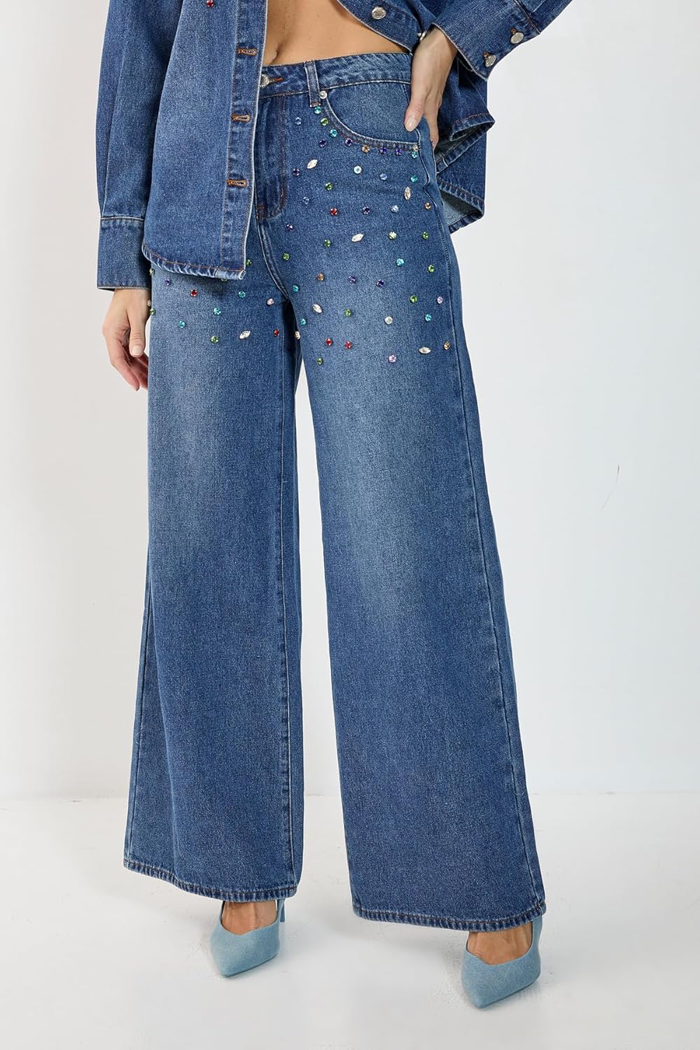 Nasty Gal Denim Jewel Baggy Jeans