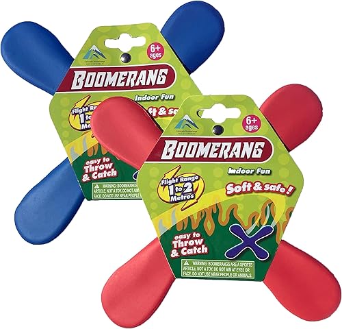 Paquete de 2 boomerang para interiores - Grandes boomerangs principiantes para niños o adultos. Suave y seguro.