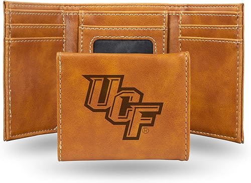 Vista 204 de Rico Industries NCAA - Cartera triple grabada con láser y tres pliegues grabada con láser, accesorio para hombre Negro