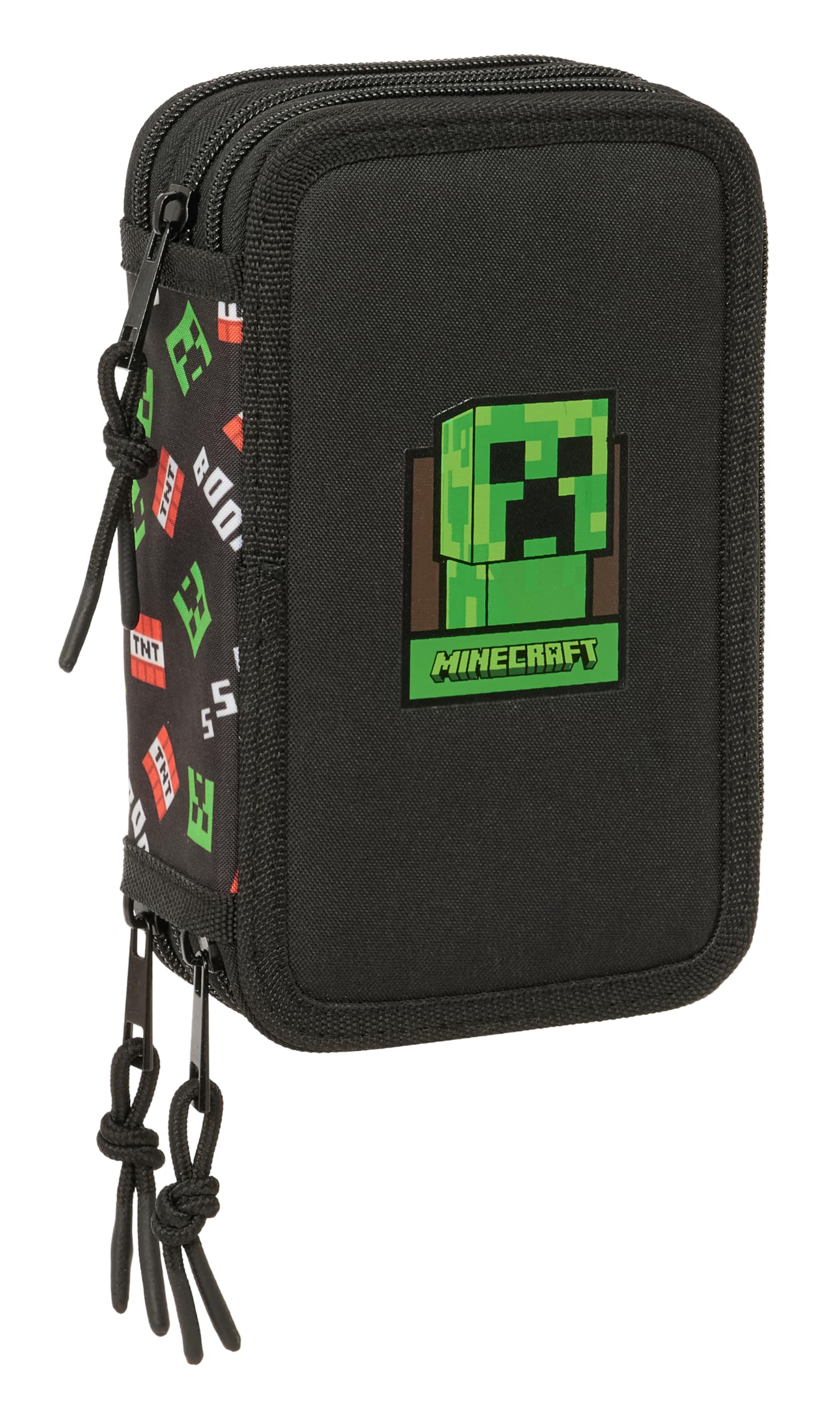 MINECRAFT - Astuccio scuola con 37 utili inclusi, astuccio per bambini, ideale per bambini dai 5 ai 14 anni, comodo e versatile, qualità e resistenza, 12,5 x 5,5 x 19,5 cm