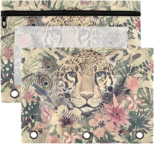 Kigai Estuche para lápices para carpeta de 3 anillas, paquete de 2 carpetas con ventana transparente y estuche con cremallera para almacenar