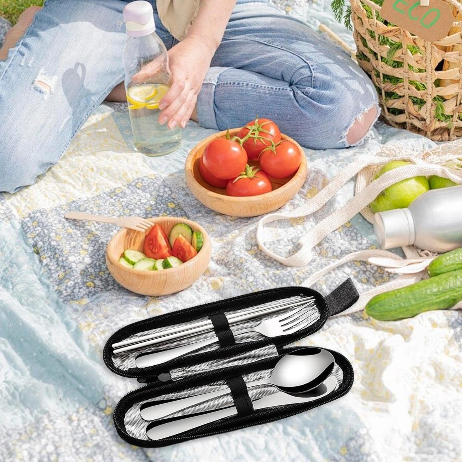 Reisebesteck Set Edelstahl Geschirr Set