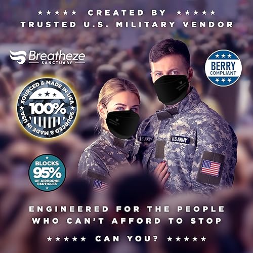 Miniatura 4 de Breatheze Mascarillas KN95 fabricadas en Estados Unidos registradas por la FDA, mascarilla KN95 desechable, estilo 3D