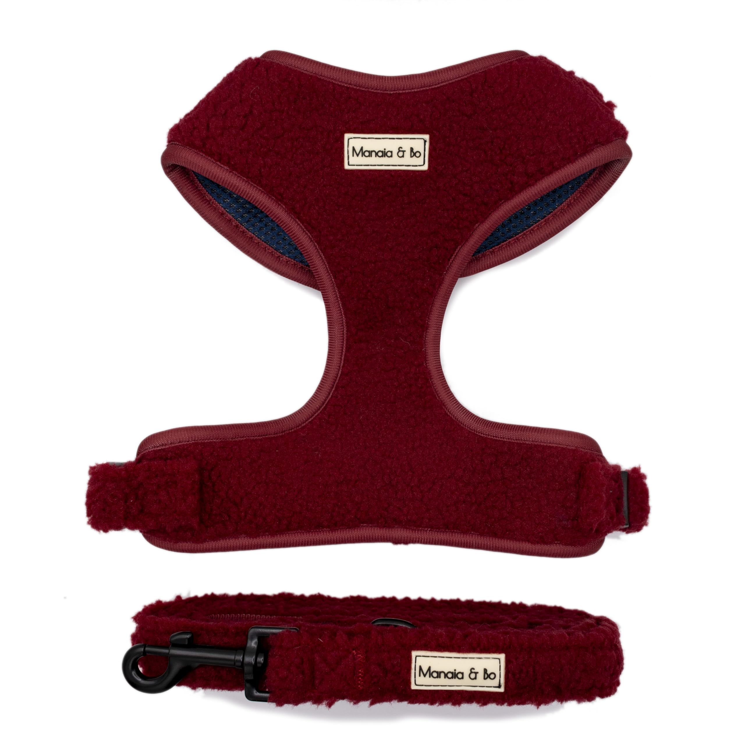 Premium Quality Adjustable Bordeaux Teddy Bear Dog Harness Vest with 1.5m x 2cm Fixed Length Lead/Leash | Neck: 35-44cm, Chest: 41-54cm (Small, Harness & Lead)