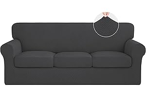 ISSUNTEX 4 Pieces High Stretch Thicken Couch Covers for 3 Seater Separate Cushion Sofa