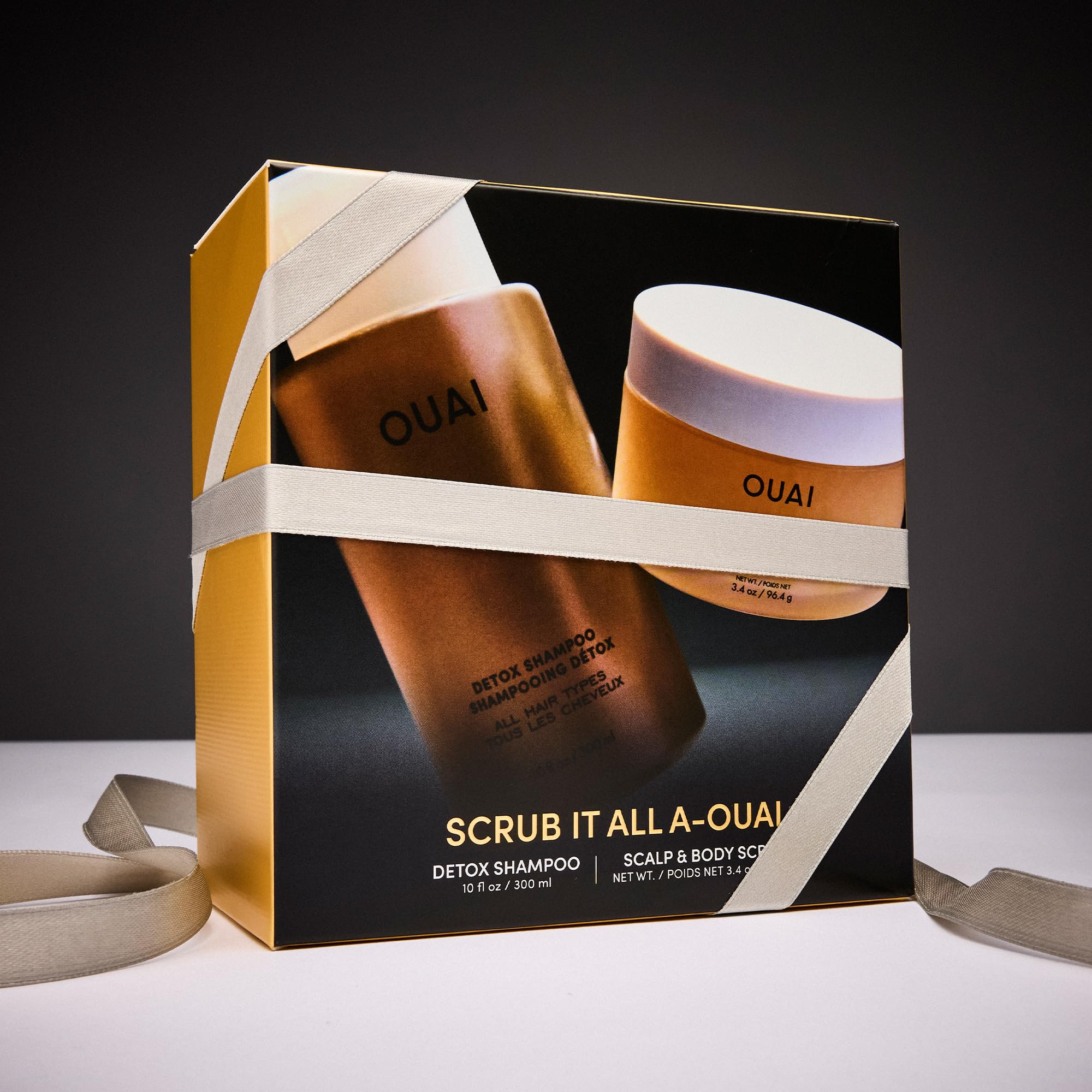 OUAI Scrub It All A-OUAI Holiday Hair Care Kit - Clarifying Shampoo & Exfoliating Body Scrub Duo - Hair Care Set with Detox Shampoo & Travel Size Body Scrub (2 Count)