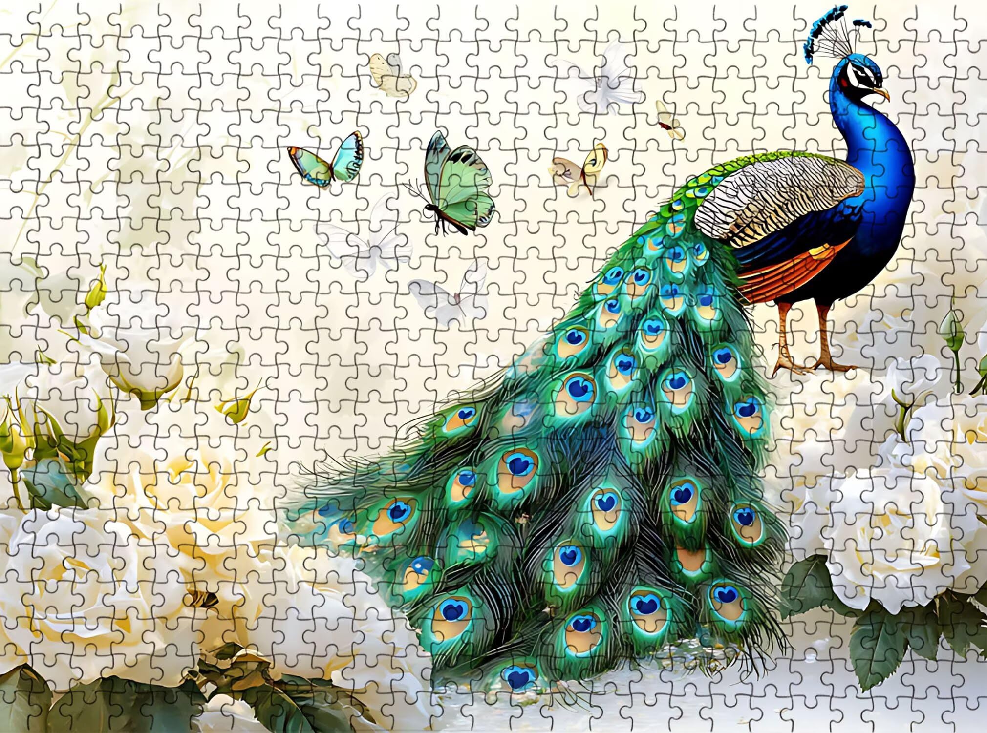 Pavone fiore Puzzle 5000 Pezzi per Adulti, Puzzle in Legno - Collezione Classica con Poster Incluso - Sfida di Concentrazione e Passatempo Antistress, Gioco Educativo per Famiglia, 156 x 105 cm f0-578
