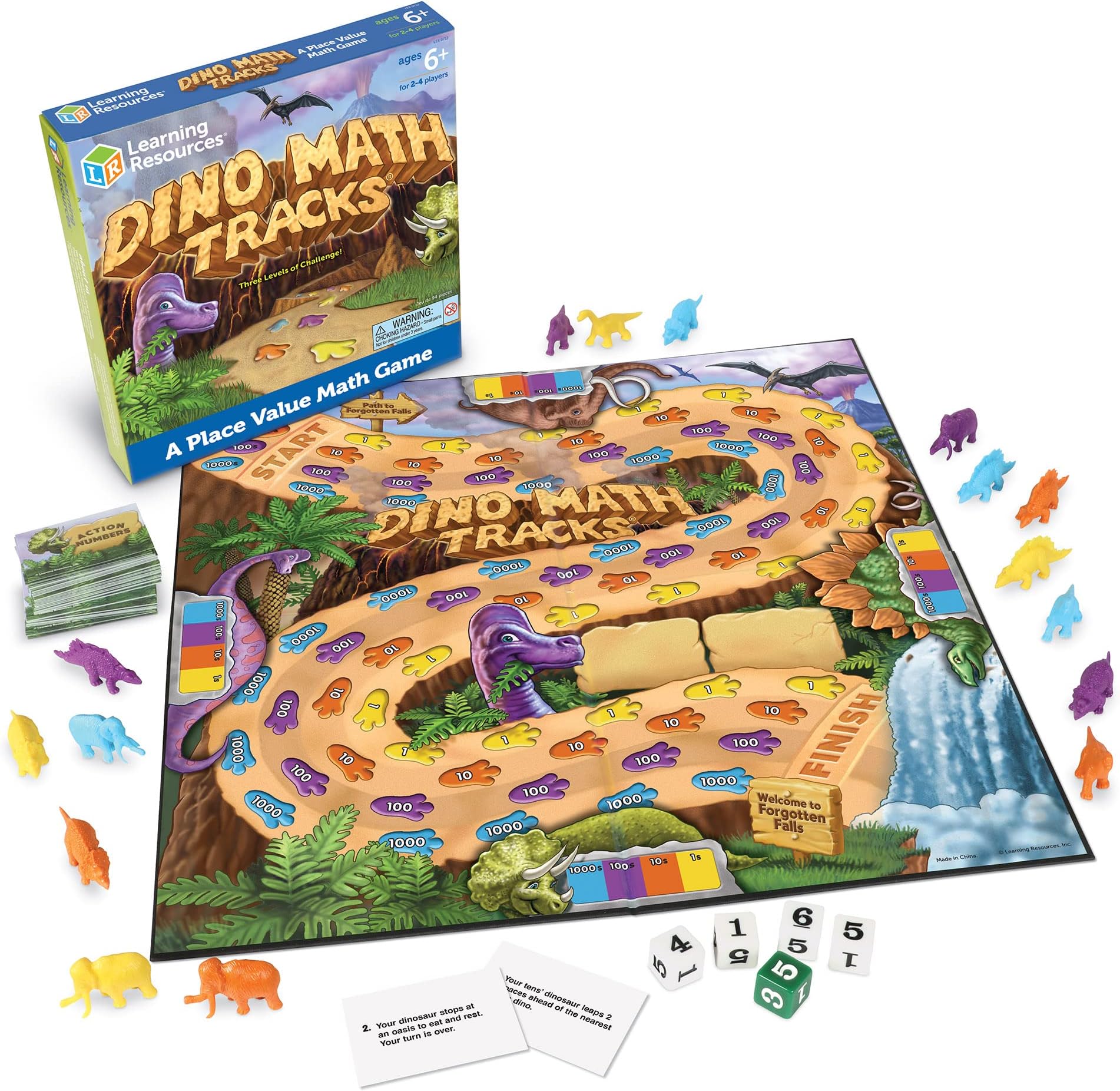 Learning Resources Dino Math Tracks Game – Math Manipulatives, Montessori Board Game, Addition and Subtraction, Counting Literacy Toys, STEM for Kids, Critical Thinking, Gifts for Boys and Girls
