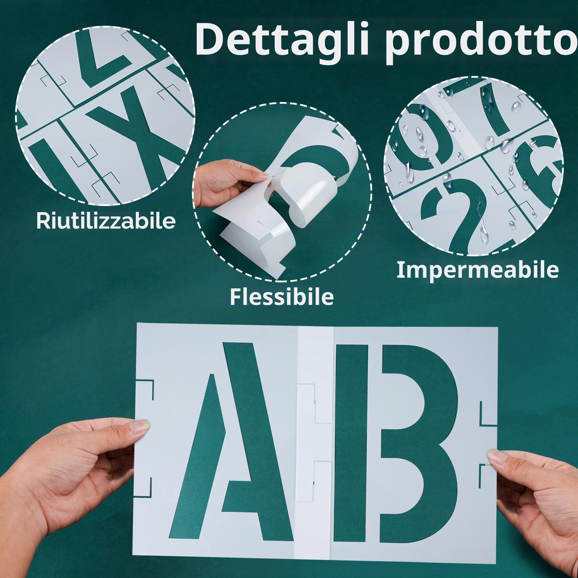Stencil con lettere dell'alfabeto da 30,5 cm, kit di stencil in plastica di grandi dimensioni per legno, pareti, tessuto, vetro, carta, segnaletica e progetti artistici fai da te