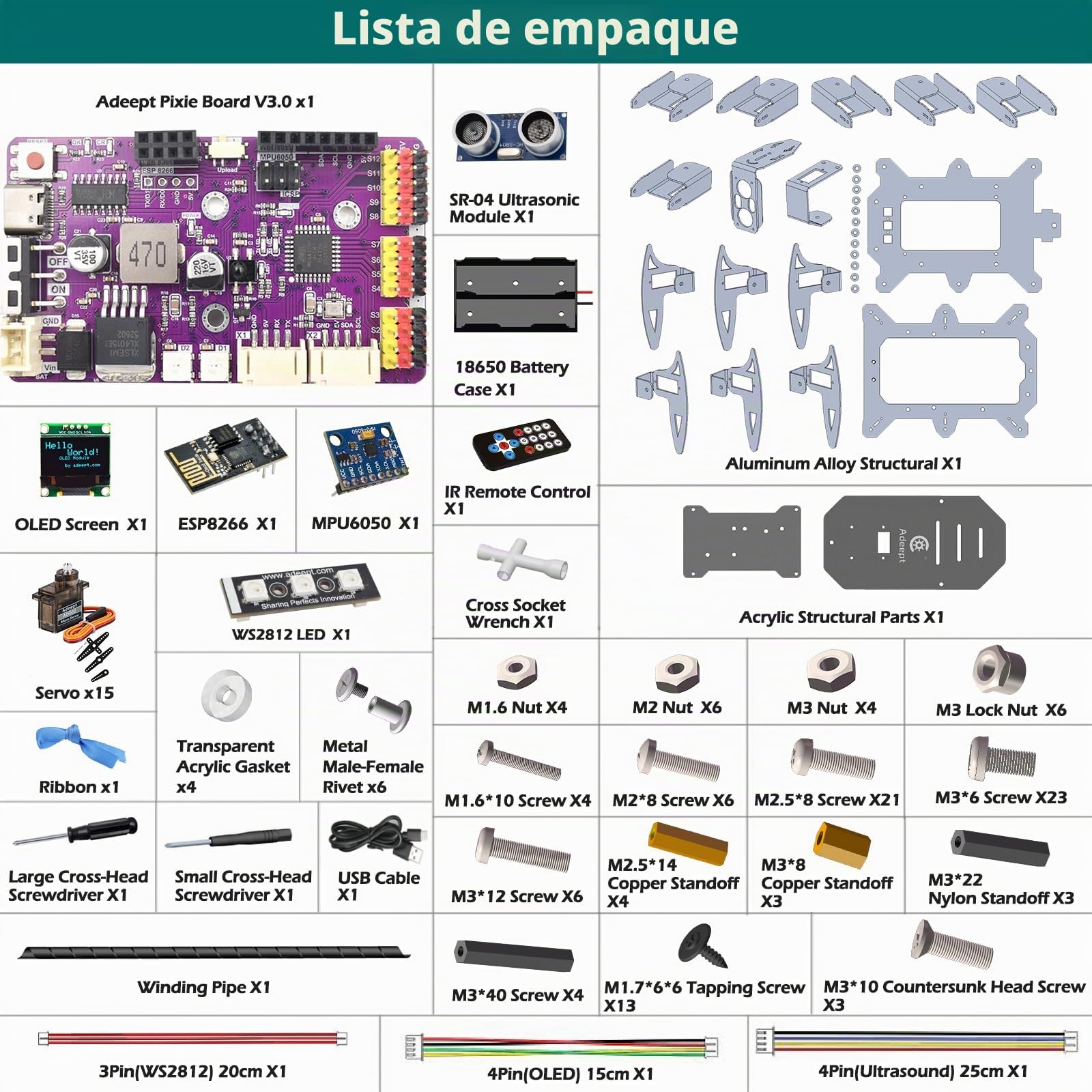 Adeept Ultimate Hexapod Spider Robot Kit, cuerpo de metal, programación Arduino, control remoto WiFi/IR con pantalla OLED, Python/APP, kit de robótica educativa STEM para adultos y adolescentes con