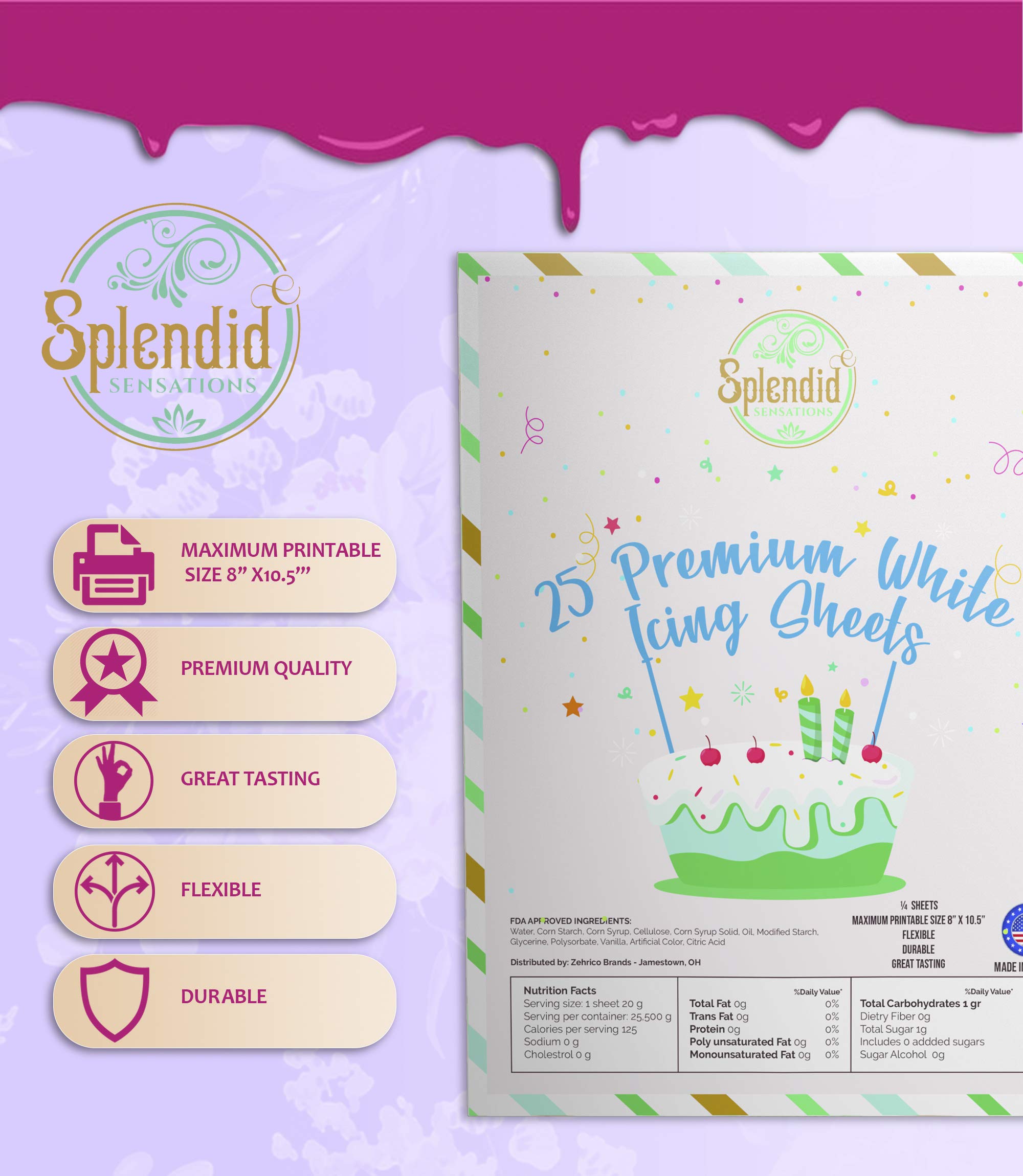 Buy Splendid Sensations 25 Count Edible Paper For Cakes Printable