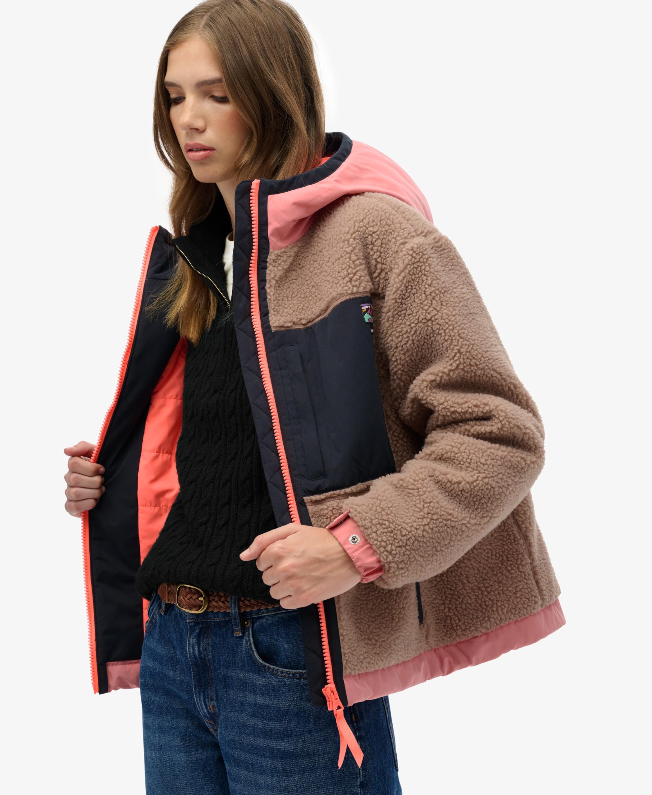 Superdry Damen Vintage Sherpa Fleece Jacke