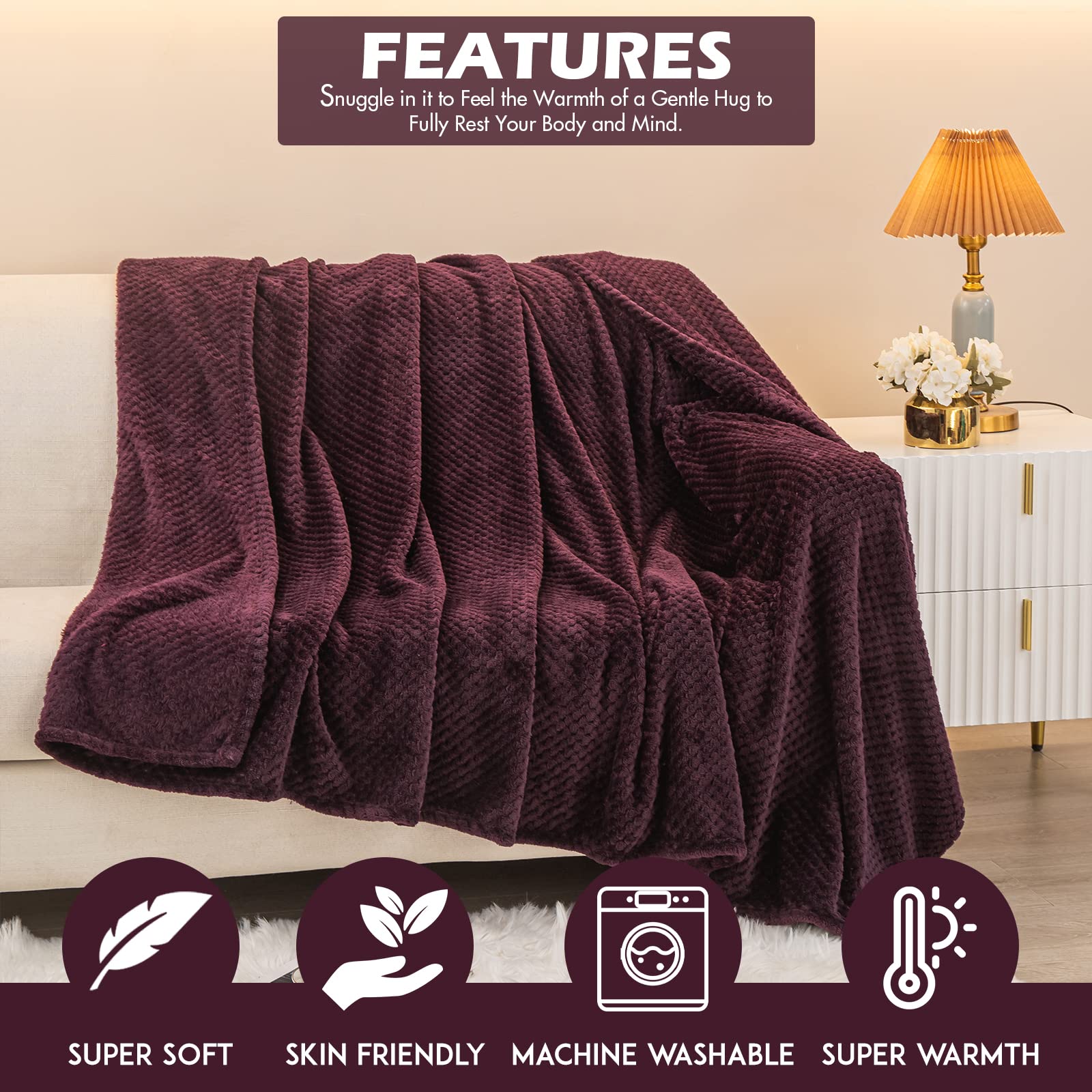 HOMFINE Coperta Pelliccia Sintetica Matrimoniale - Lussuosa Plaid Finta Pelliccia Coperta Pelliccia Pelo Lungo, Ecologica, Morbida, Pelosa, per divano invernale letto, 130x150 cm, Marrone
