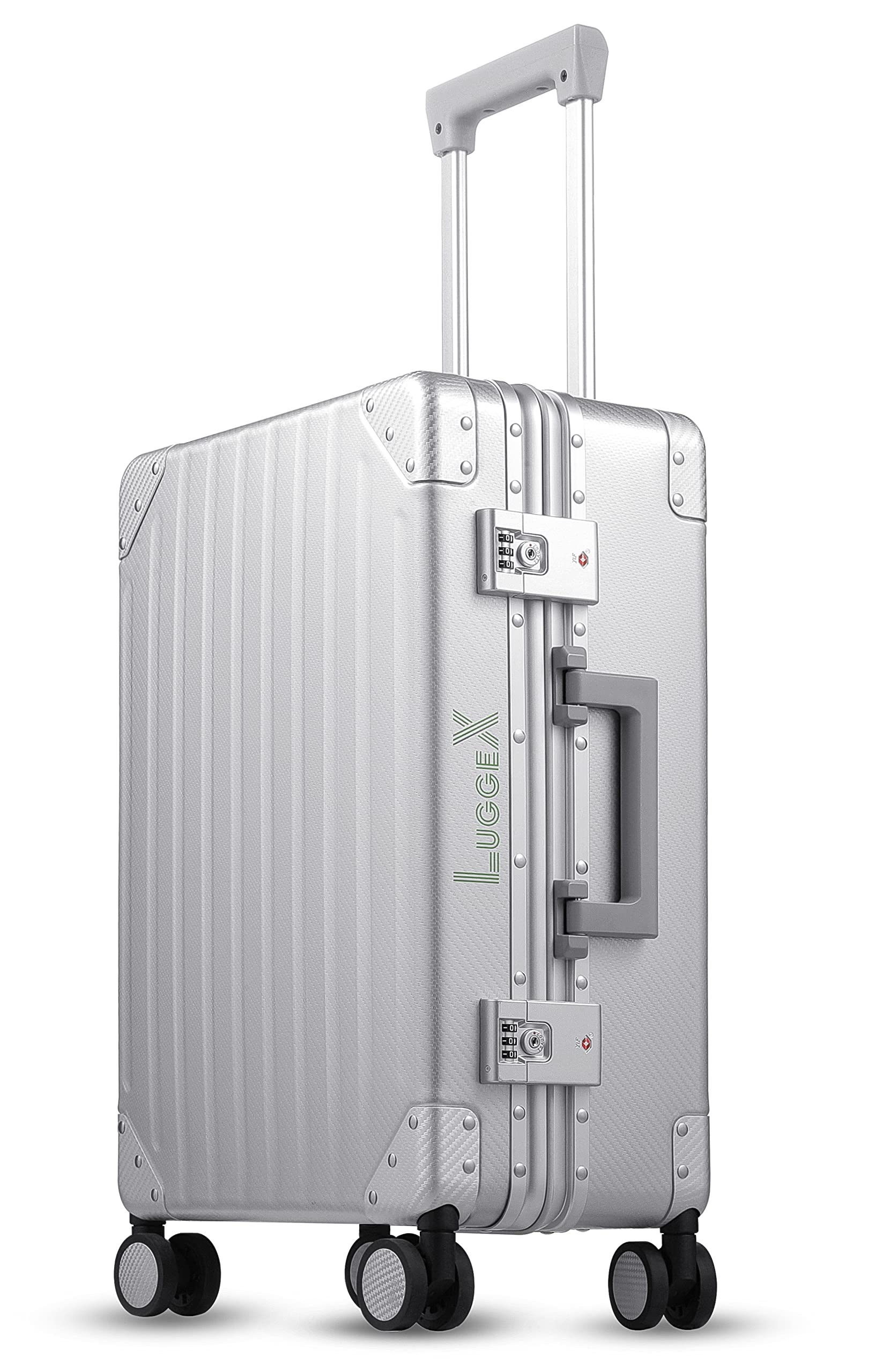 LUGGEX Aluminum Luggage Checked, 24 Inch No Zipper Luggage Metal