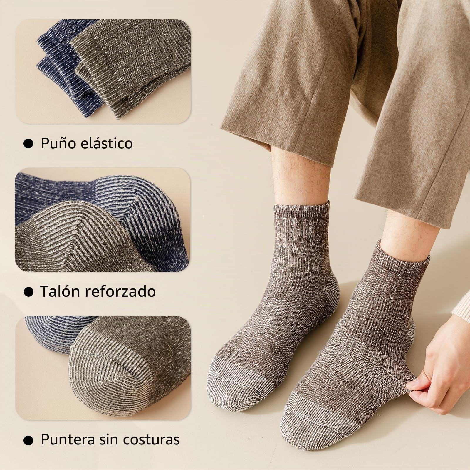 Vihir Calcetines de lana merino, antimicrobianos, para actividades al aire libre, trekking, senderismo, deportes, ocio y negocios