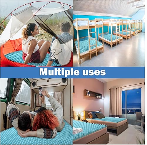 Miniatura 7 de Cubrecolchón de espuma viscoelástica de 2 pulgadas, tamaño individual con funda transpirable y refrescante, protector de colchón, cubrecolchón medio