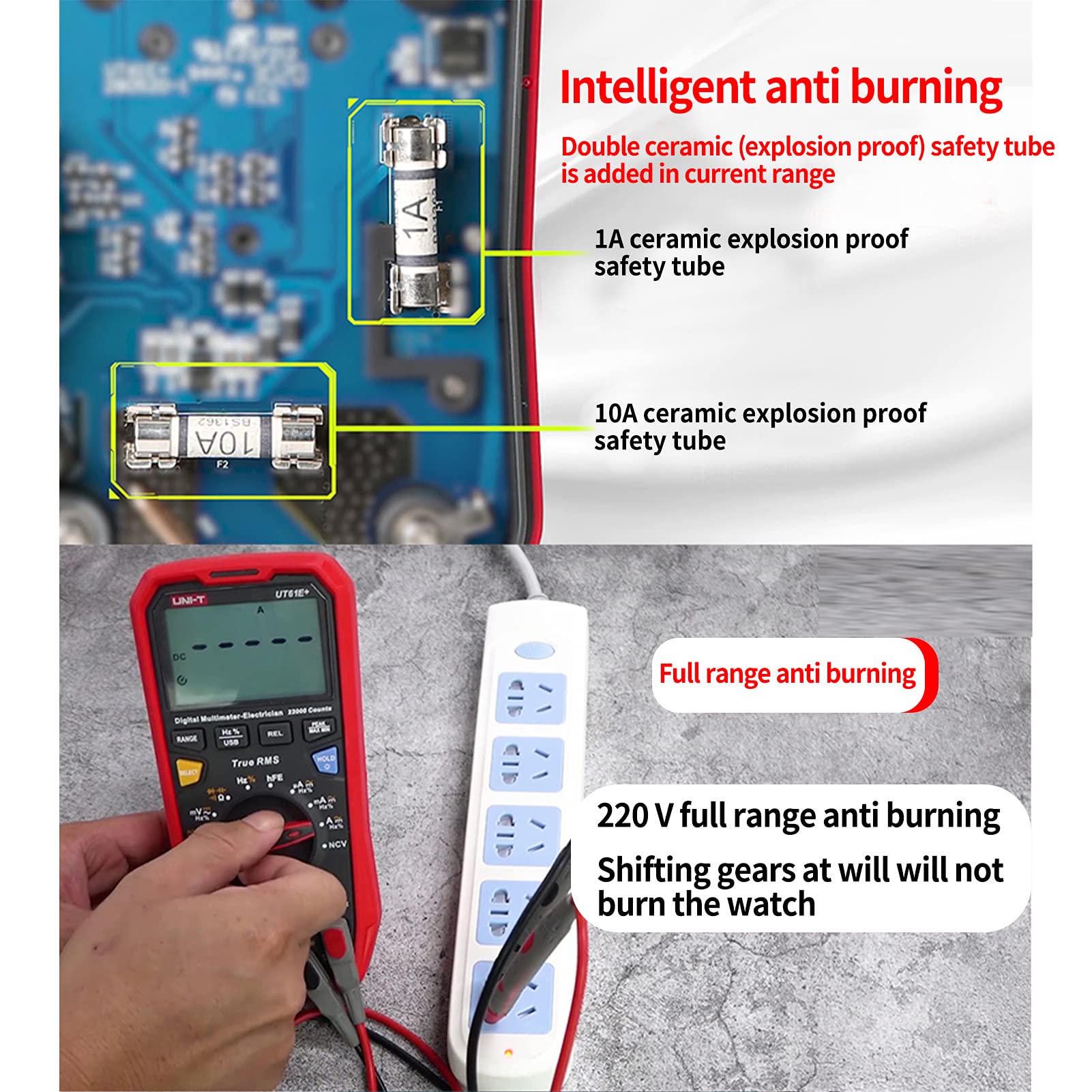 BuyWeek Digital Multimeter, UT61E+ AC DC Spannungsprüfer Strommessgerät USB Übertragung LCD Anzeige AC DC Spannungs Strom Widerstand Kapazität Frequenzprüfgerät