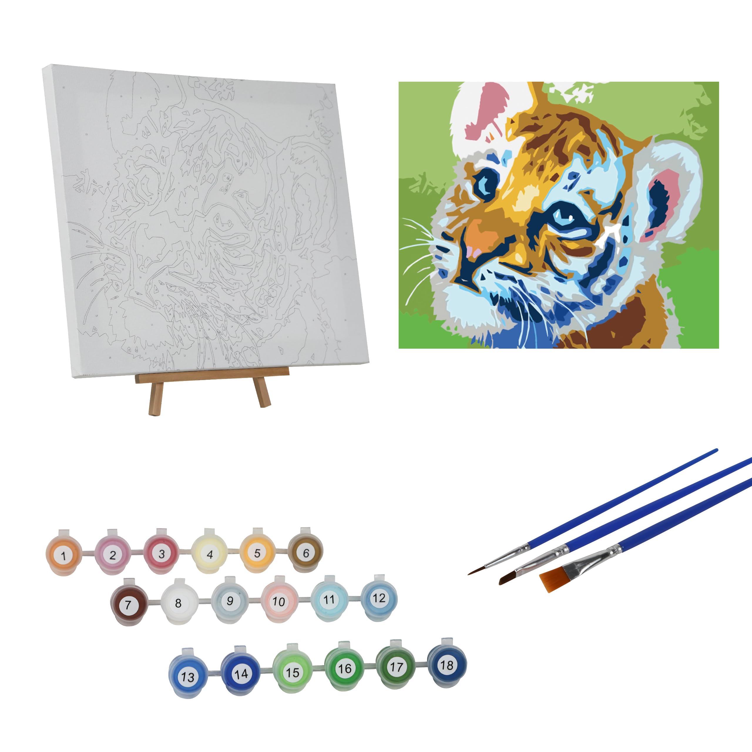 Wings Giant Framed Paint by Numbers Kit for Kids Ages 4-8, 8-12, Beginner Cartoon Dog Theme, Pre-Printed Acrylic Painting, (12 x 14 inch) Canvas, Clear Numbering, Includes Inner Hook, Wall Decor