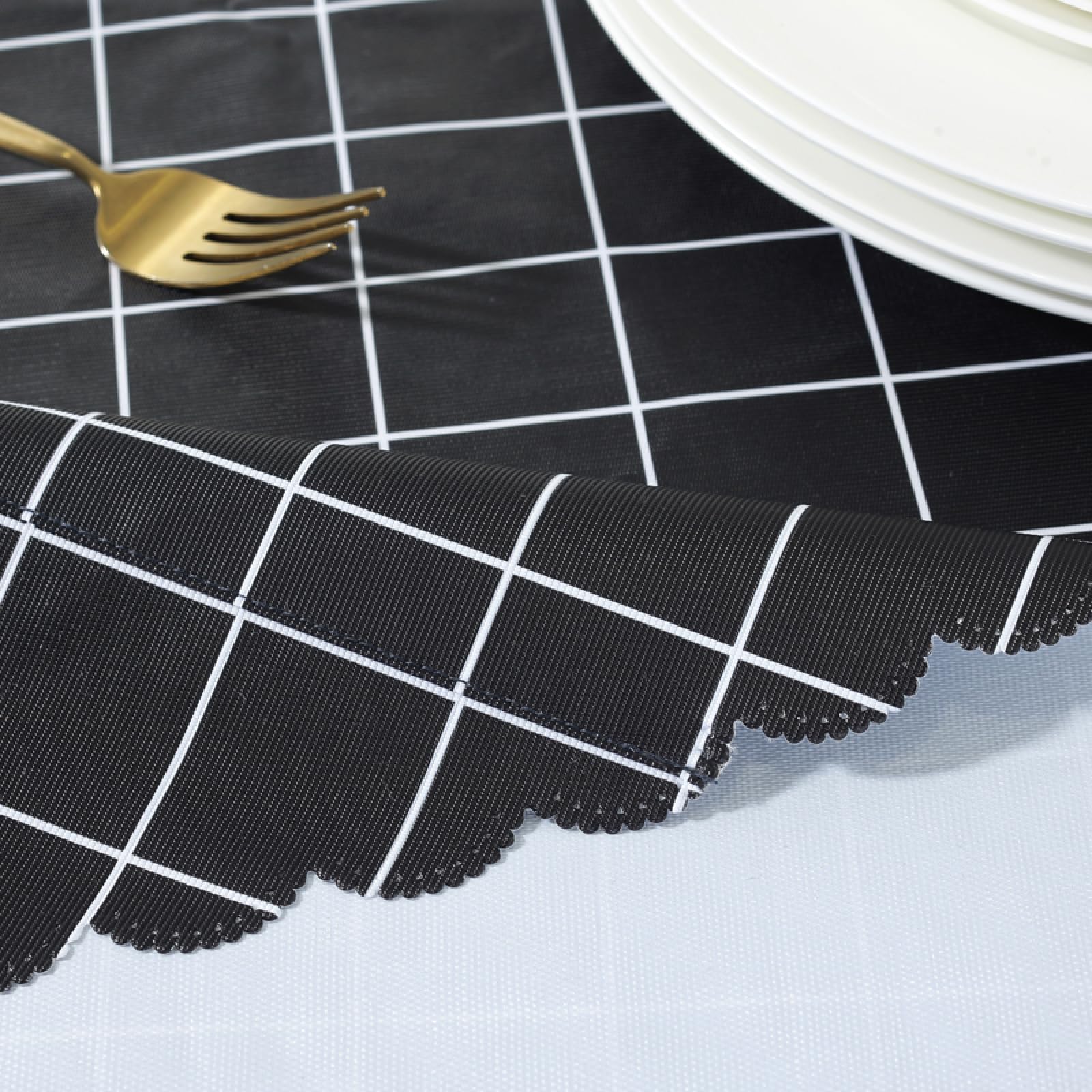 Wachstuchtischdecke Wachstuch Anti Heißverschleißfest Wachstischdecke Tischdecke Abwaschbar Schwarz Kreisdurchmesser 180cm