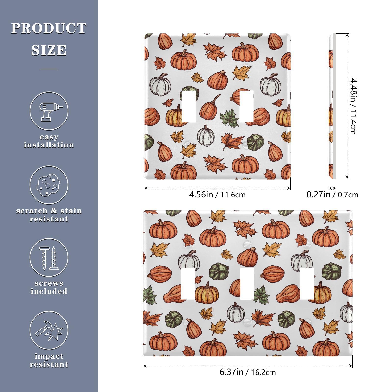 UMIRIKO Autumn Pumpkins Thanksgiving Fall Light Switch Cover Plate Covers Decorative Double Toggle Home Decor 202b7080