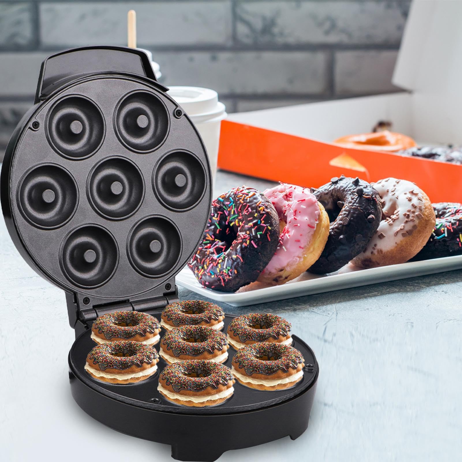Macchina Per Ciambelle Mini 7 Fori Rivestimento Antiaderente Utensili da | Per Ciambelle Waffle E Dolci Per Casa Ufficio Caffetteria Pasticceria Colazione Dolci Dessert