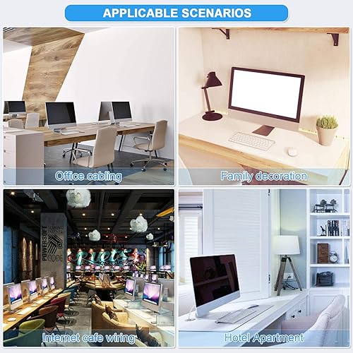 Miniatura 8 de Cable Ethernet Cat 7 de 50 pies, color blanco, cable de conexión de red de Internet plano sólido blindado, más rápido que Cat5ecat6, cable LAN RJ45