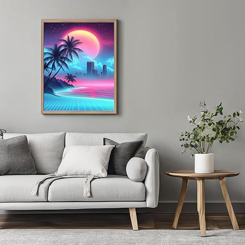 Miniatura 5 de Posterizer 1 pcs - funky 1980s synthwave festival poster inspired - neon grids -3 - Retro Art - Gift for Men Women Teens - Decor for Home & Office -