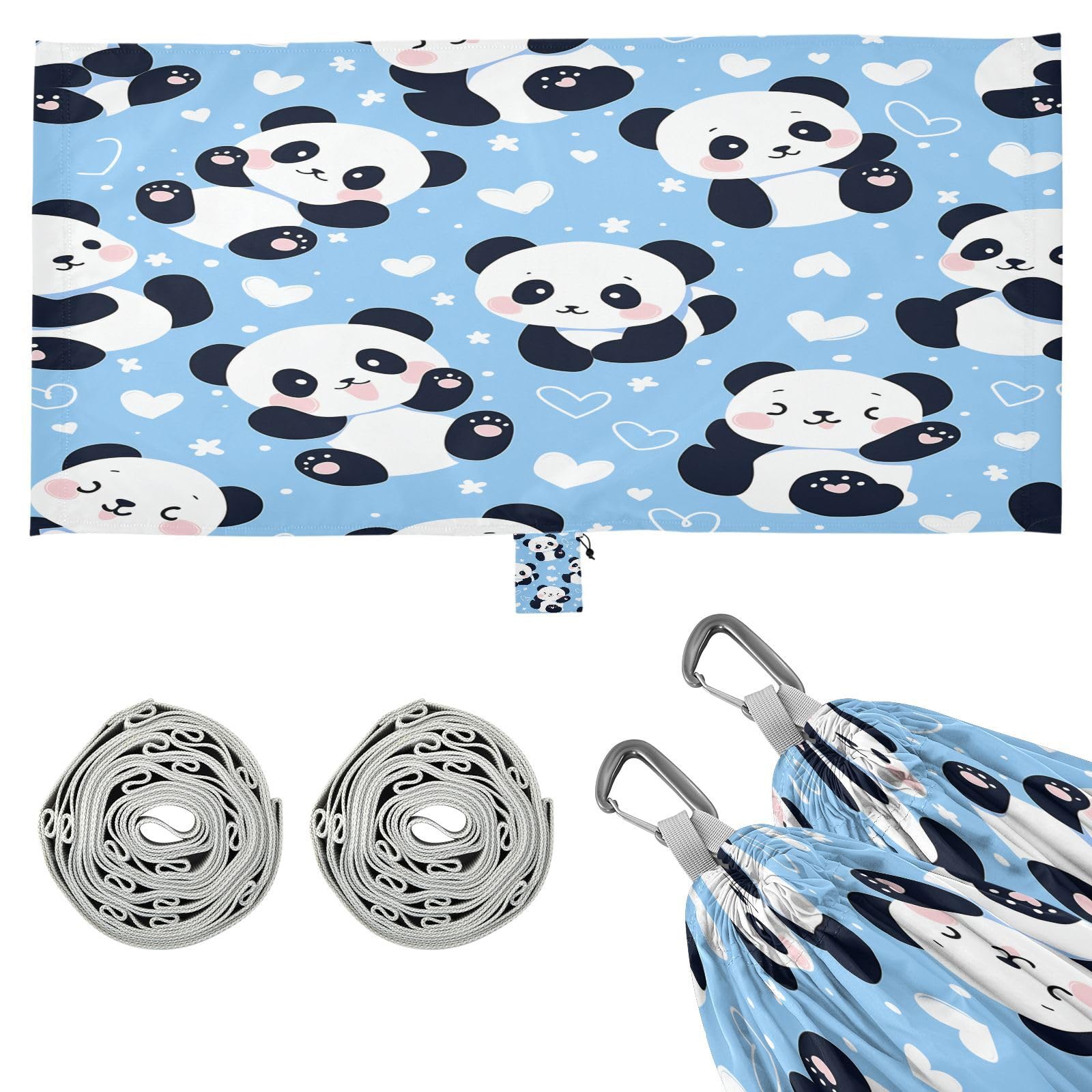 ATTX Cute Cartoon Panda Camping Hammock - Lightweight & Portable Hammocks, Heavy Duty 330lbs Capacity for Indoor, Hiking, Backpacking, Travel, Backyard, Beach#121