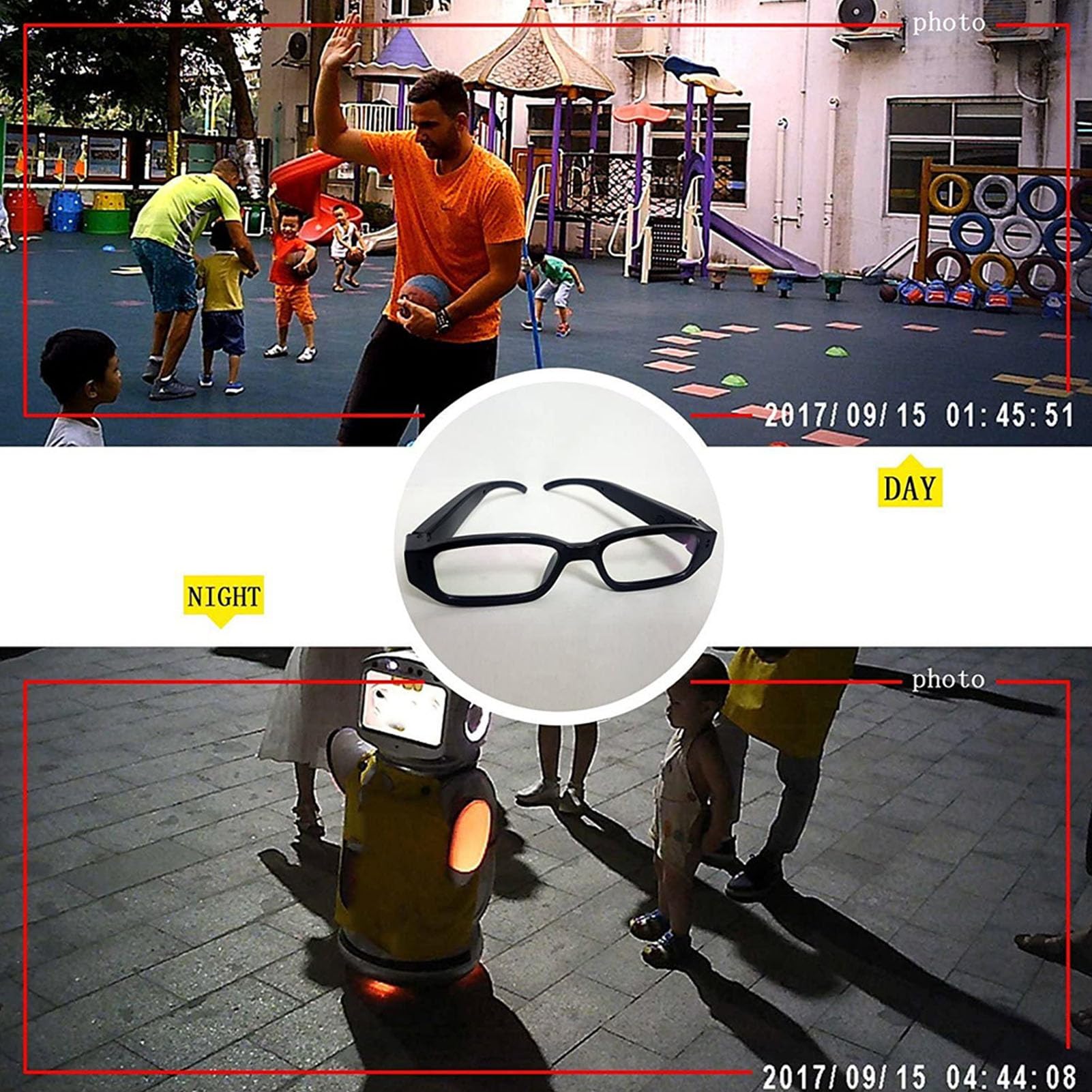 Gafas para Cámara, Grabación Vídeo HD 1080P, Lente Gran Angular Antivibración Inteligente, con Cable Transferencia USB, para Ciclismo, Deportes, Actividades Al Aire Libre