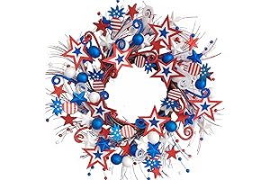 22 Inch Patriotic Glitter Stars Pineapple Wreath for Front Door
