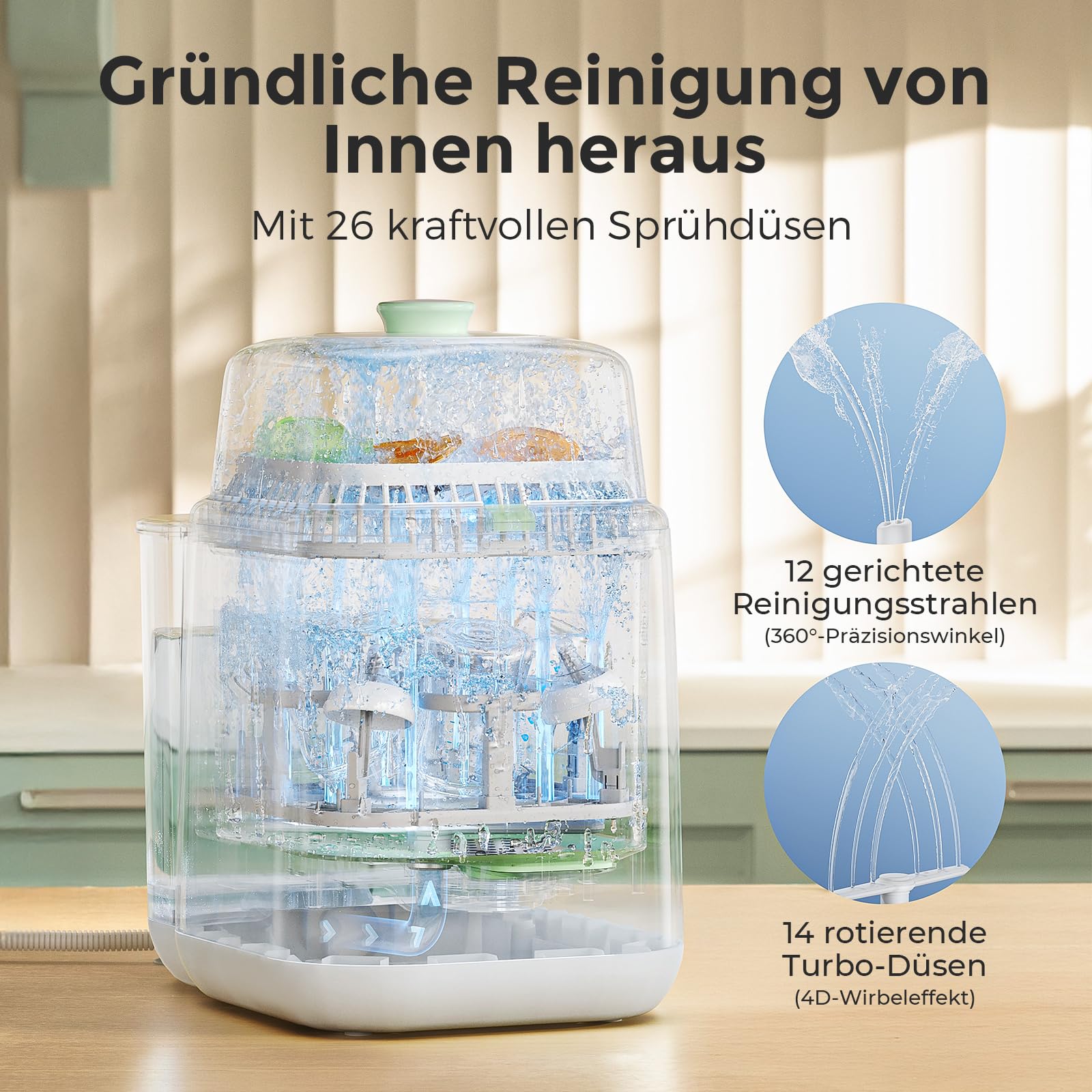Momcozy KleanPal Pro Flaschenreiniger – 3-in-1 Babyflaschen-Waschmaschine mit Sterilisator & Trockner – Automatisches Reinigungsgerät für alle Flaschenmarken
