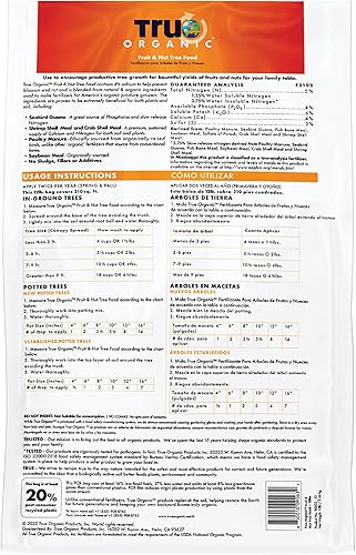 Miniatura 8 de True Organic Fertilizante granular de alimentos para árboles frutales y nueces, 12 libras, CDFA, OMRI Listado para jardinería orgánica NPK 5-4-6