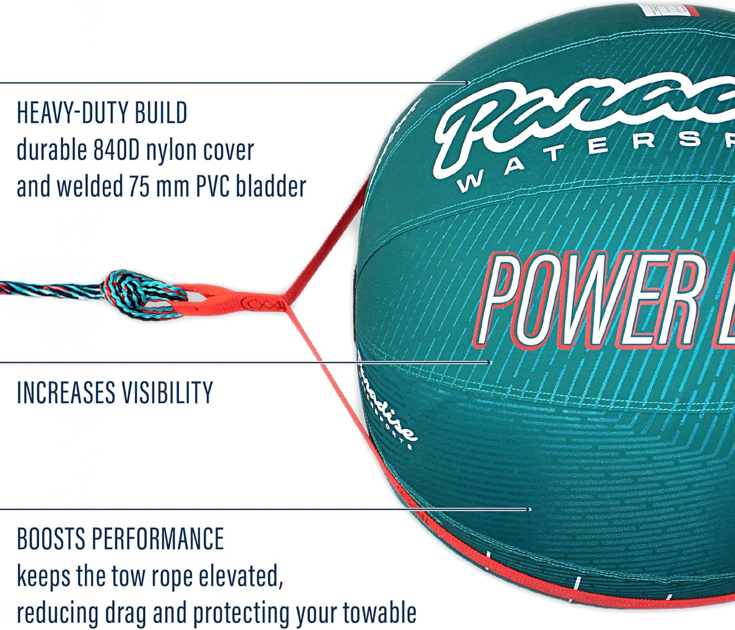 Paradise Water Sports - Power Boost Ball with Tow Rope, Towable Tube Rope, Performance Power Boost Ball