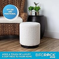 Vista 5 de BIRDROCK HOME Taburete otomano redondo Boucle Taburete de tocador acolchado suave y compacto Ideal para la sala de estar, dormitorio