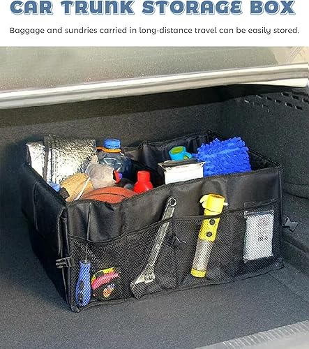 Miniatura 6 de Organizador de maletero de automóvil, almacenamiento de red de carga plegable a prueba de polvo, caja de almacenamiento ajustable de múltiples