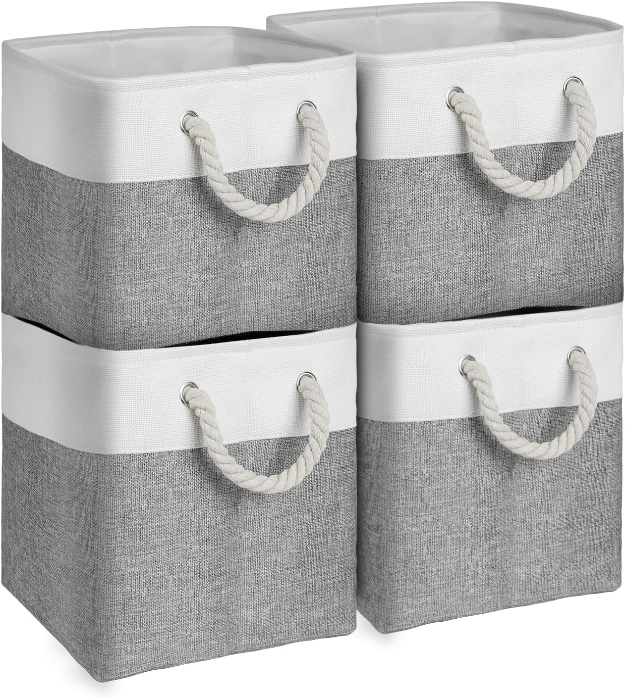 Armoire De Rangement 4 Paniers En Tissu Gris - 63x30x71 Cm - Acier - Neuf