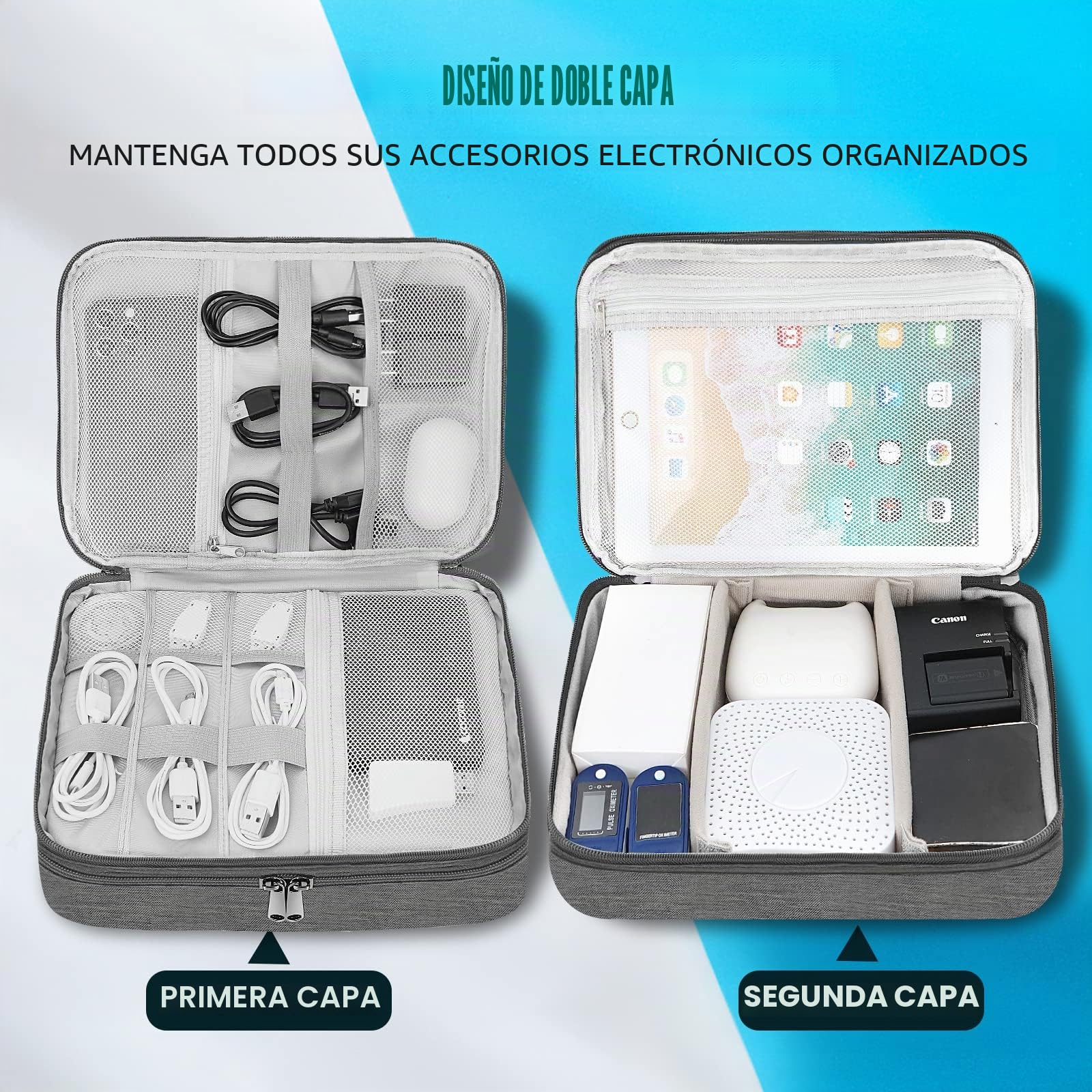 Organizador electrónico Universal de Viaje, Organizador de Cables electrónicos, Bolsa de Accesorios para Cable, Cargador, teléfono, USB, Tarjeta SD, 1 Paquete