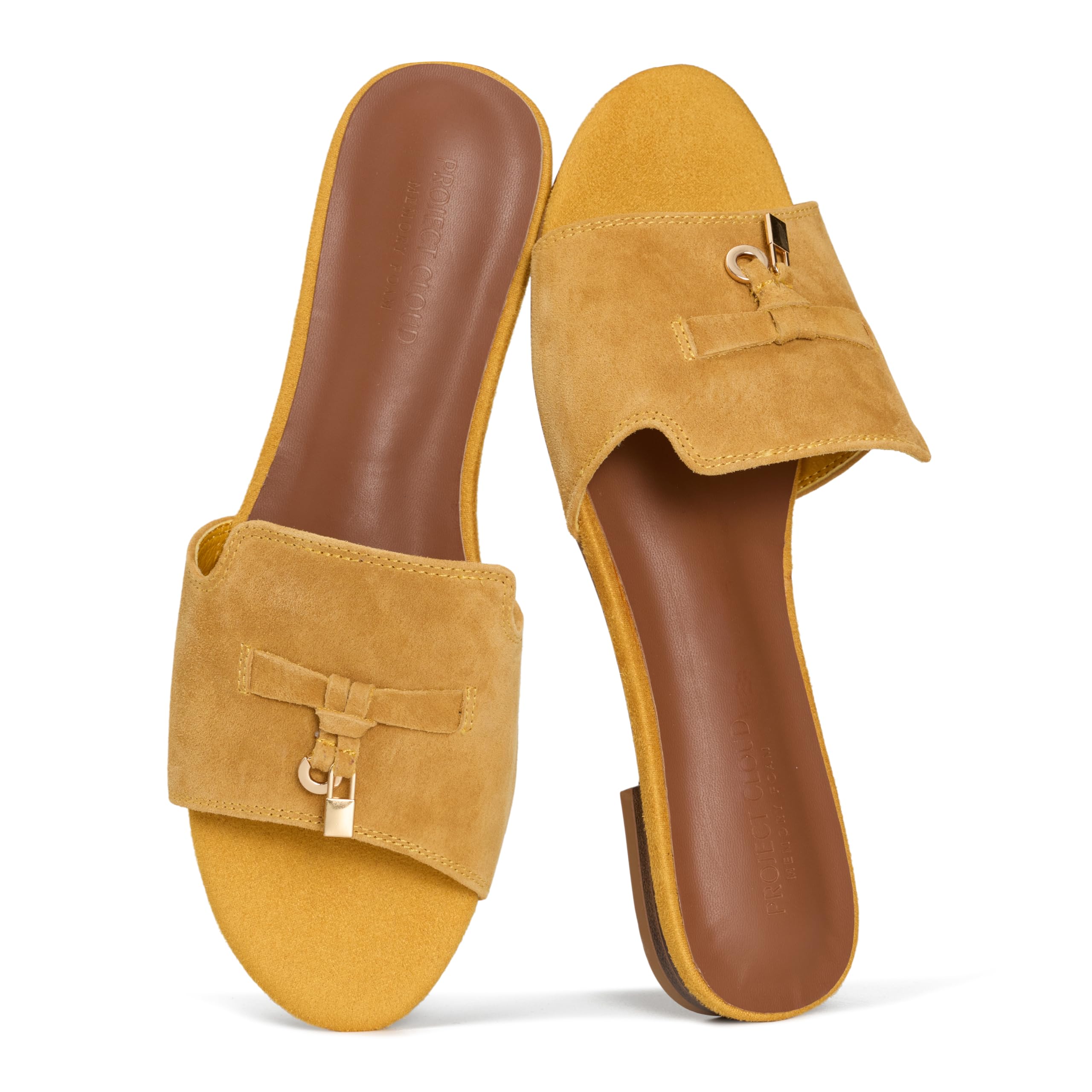 Project Cloud 100% Genuine Leather Sandals Women Dressy - Non-Slip Womens Sandals with Memory Foam Insole Slides for Women Footwear - Lightweight Flat Sandals for Women 2026 (Cannes) — view 5