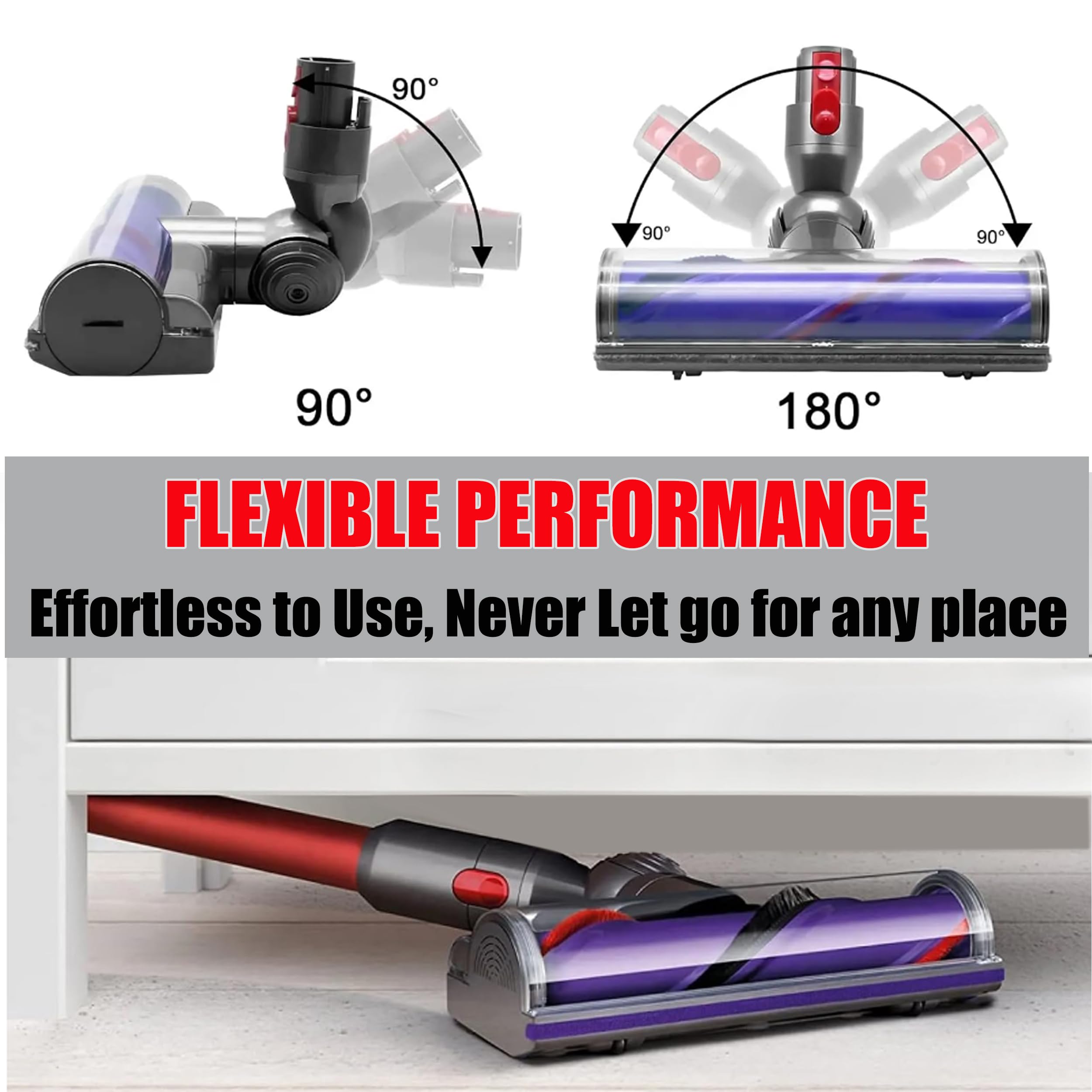 Arcets Spazzola Motorizzata compatibile per Dyson V10 V8 V11 V15 V7 Rullo Adatto per Tappeti e Pavimenti Duri e Angoli Stretti