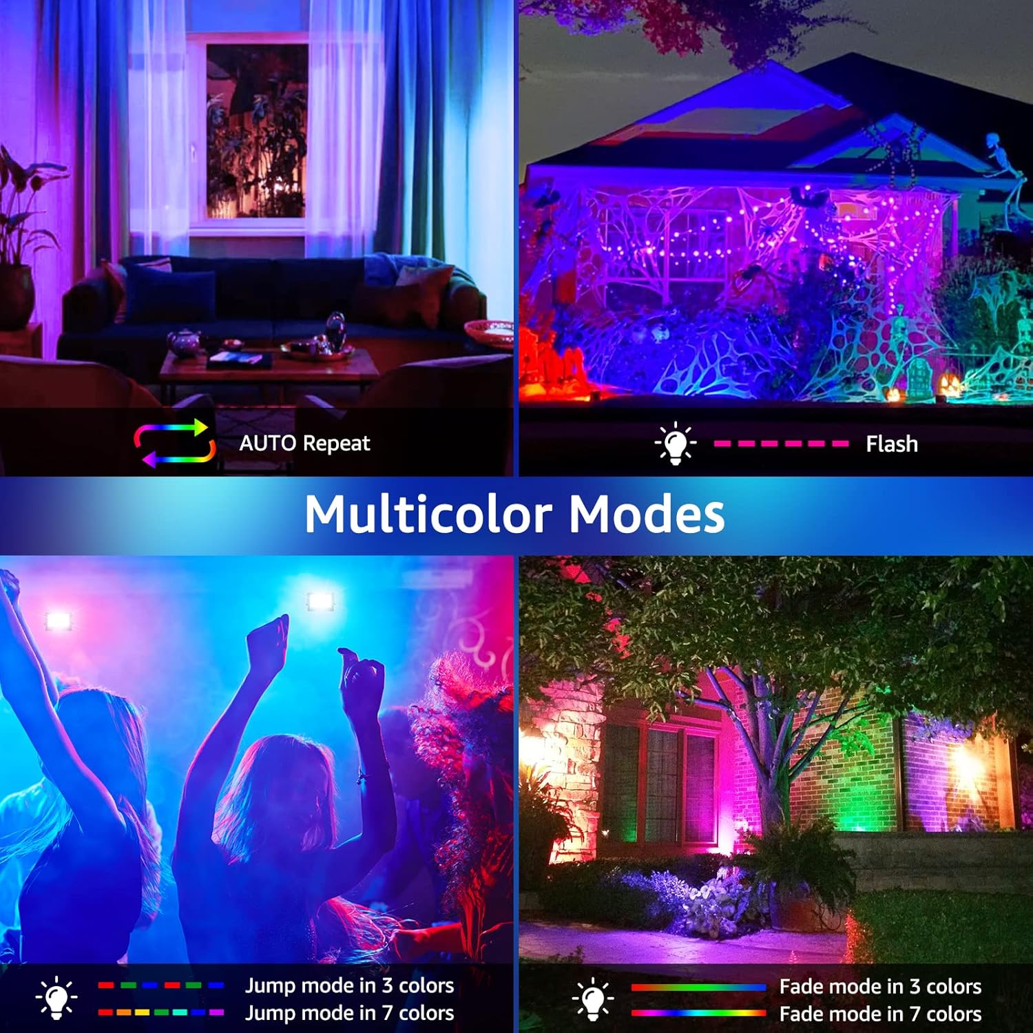 Buy Olafus 100W RGB Flood Light 2 Pack, 4900 DIY Color Changing