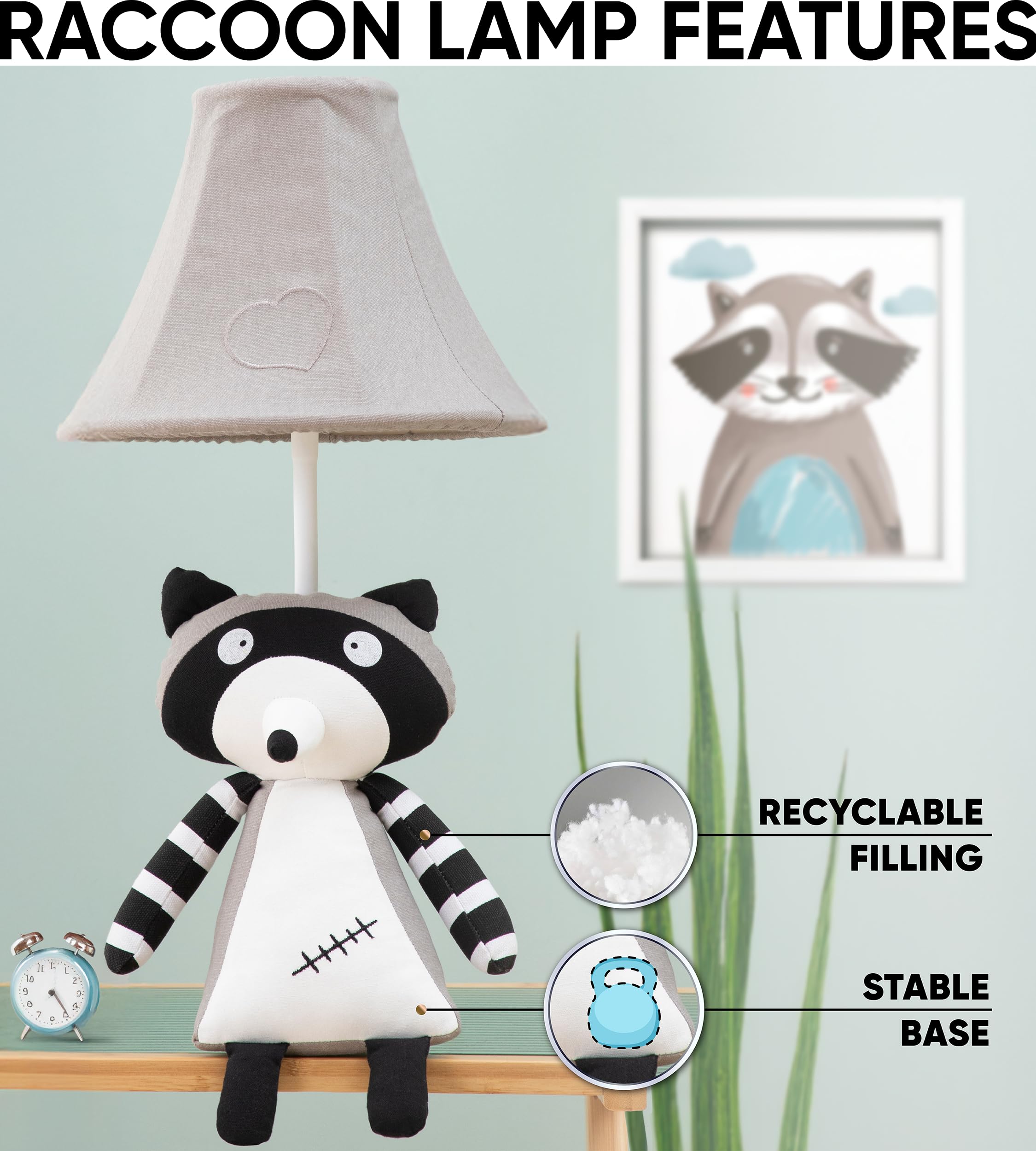 Table Lamp for Kids Bedroom - Gift for All Ages, Cute Animal Lamp Toddler Boys Girls, Raccoon Room Decor Boys, Birthday Gifts Kids, Teens, Brother, Son, Friends, Men, Father, Dad, Mother, Mom