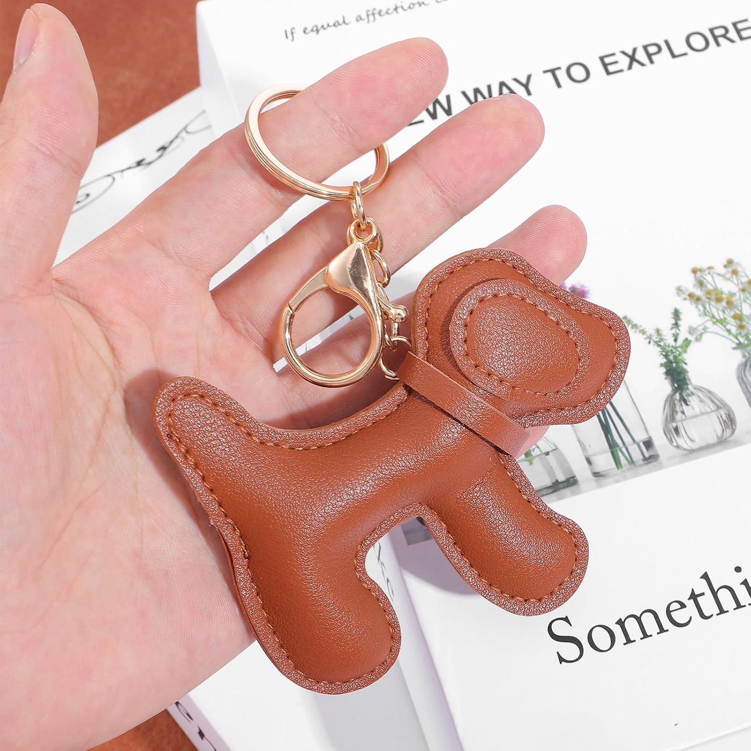 3 Pcs Leather Dog Bag Charm Leather dog keychain, Lover Charm Keychain for Purse, Handbag, Backpack, Zipper Accessories - Image 4
