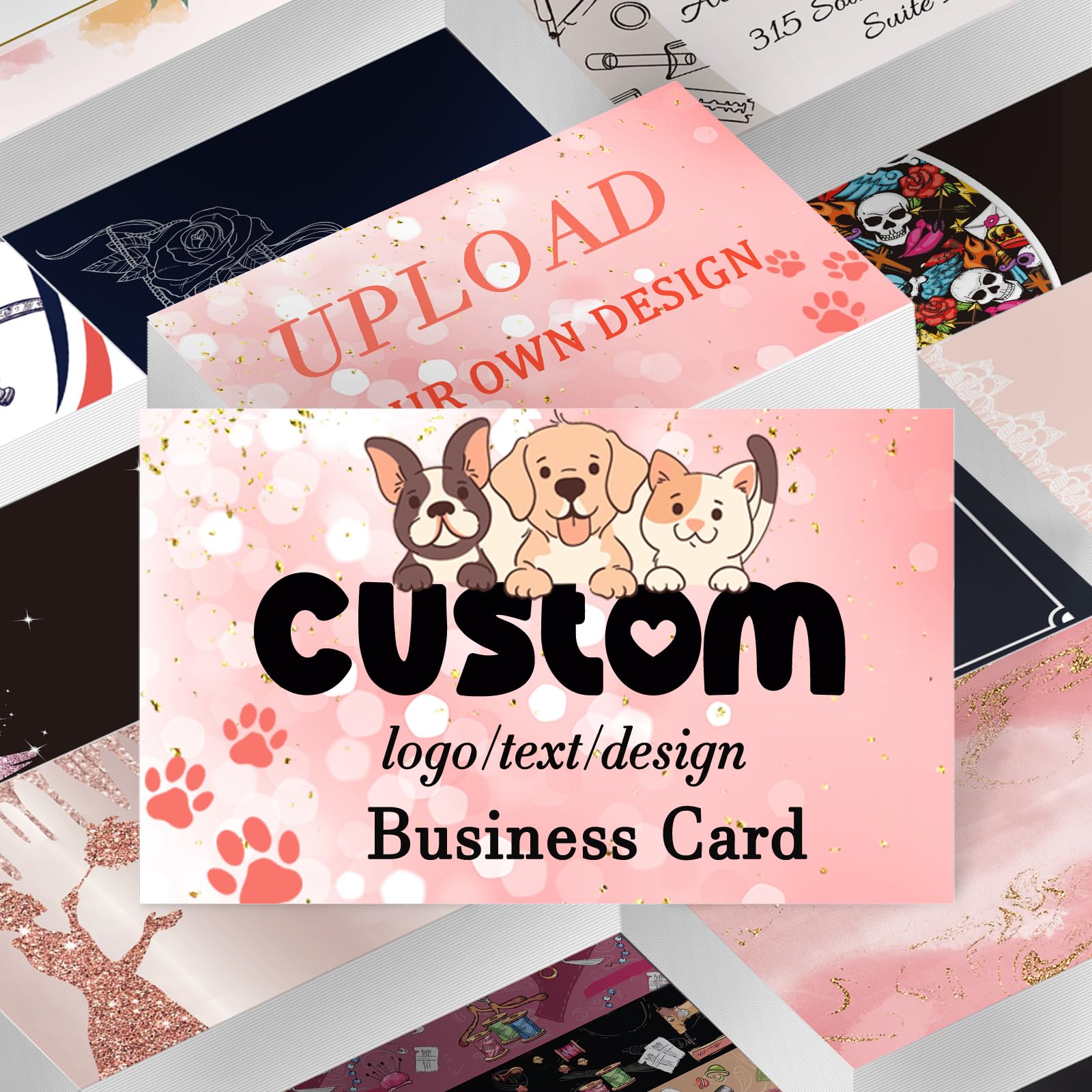 Custom Business Cards Customized with Logo 1000 500 200 100 Personalized Business Cards Customizable with Photo for Small Business Printable
