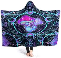 Vista 1 de Manta con capucha de hongos para adultos, Navidad, cumpleaños, regalos para mujeres y hombres, poncho hippie morado con capucha de 40 x 50 pulgadas